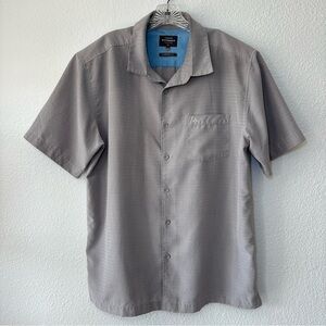 Quiksilver Men's Waterman Shirt Large Gray Button Up Comfort Fit Short Sleeve